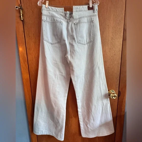 Silvian Heach Made in Italy 100# cotton Blue Flare Wide Leg Jeans Sz 29 - Picture 6 of 10